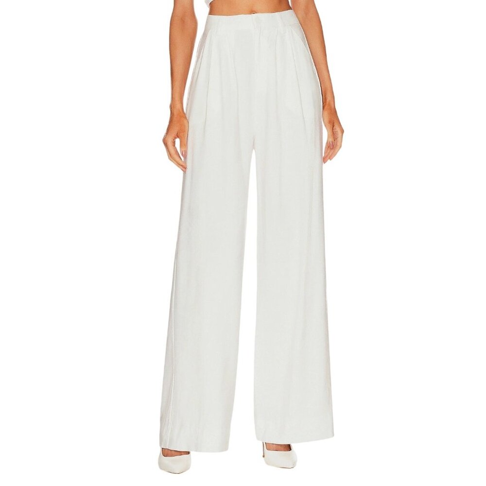 NONChalant Label Fabi Wide Leg Pants in White Womens Dressy Trousers